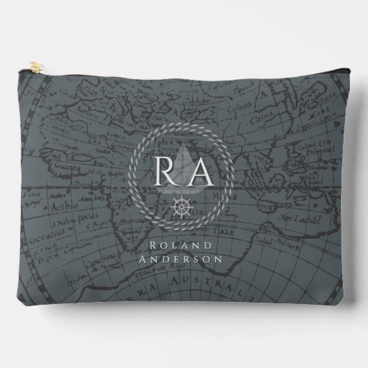 Nautical Rope Monogram Map Grey Etui (Voorkant)