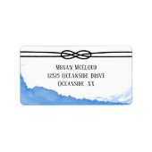 Nautical Rope Ocean Blue Waterverf Etiket (Voorkant)