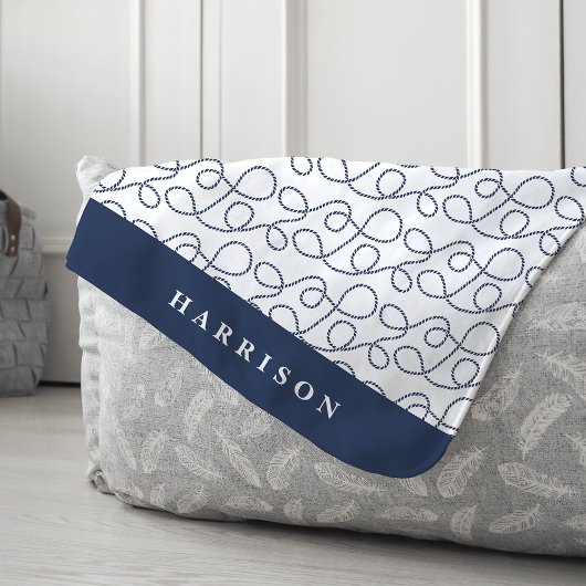 Nautical Rope Pattern, gepersonaliseerd Sherpa Deken