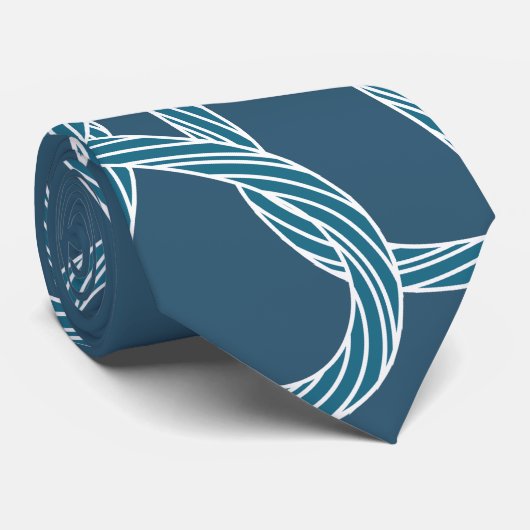 Nautical Rope Pattern Monogram Navy Blue Stropdas (Opgerold)