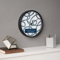Nautical Rope Pattern White Navy House Klock