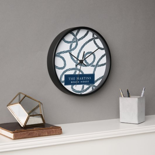 Nautical Rope Pattern White Navy House Klock (Kantoor)