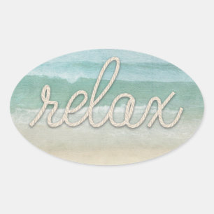 Nautical Rope Relax Text on Ocean Ovale Sticker