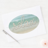Nautical Rope Relax Text on Ocean Ovale Sticker (Envelop)
