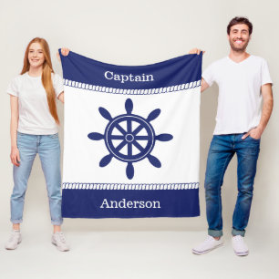 Nautical Rope van het Wiel van de kapitein Fleece Deken