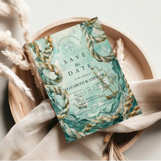 Nautical Rope Voyage Wedding Save The Date