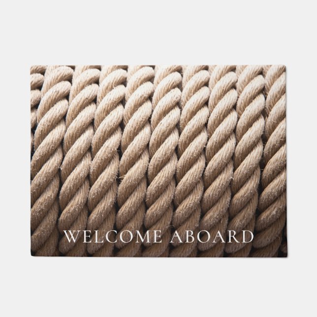 Nautical Rope Welcome Aboard Deurmat (Voorkant)