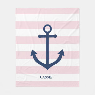 Nautical roze striped kind's deken - gepersonalise
