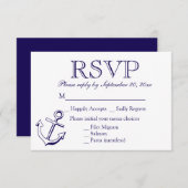 Nautical RSVP Navy Blue Anchor Wedding Party (Voorkant / Achterkant)
