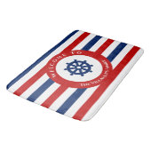 Nautical Rudder Navy Blue Red Stripes Badmat (Gekanteld)
