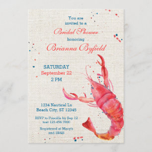 Nautical Rustic Lobster Bruids Douche Uitnodiging