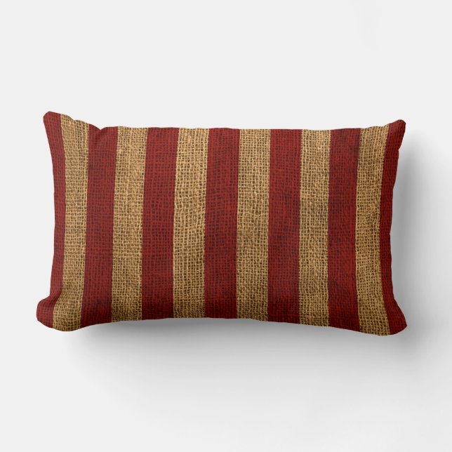 Nautical Rustic Red Stripe Kussen (Voorkant)