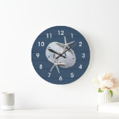 Nautical Rustic Sand Dollar Starfish Wall Clock Grote Klok (Huis)