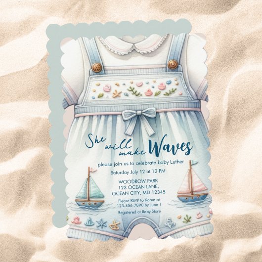 Nautical Sail Boat Baby shower Kaart