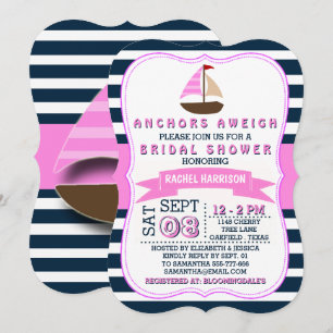 Nautical Sail Boat Beach Bridal Shower Invitations Kaart