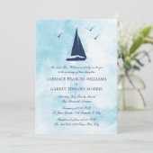 Nautical Sail Boat Wedding Kaart (Staand voorkant)
