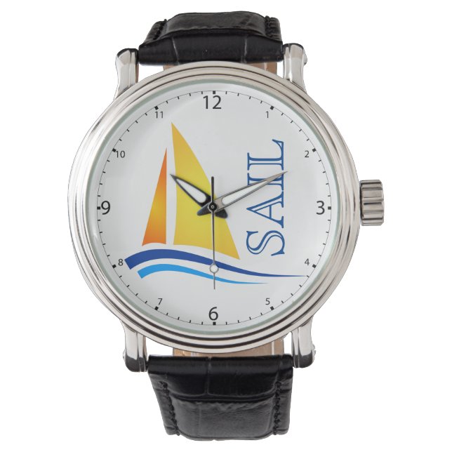 Nautical Sail Modern Horloge (Voorkant)