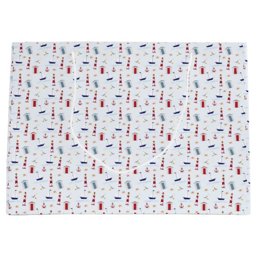 Nautical Sailboat Anchor Zee Gull Lighthouse Ocean Groot Cadeauzakje (Voorkant)