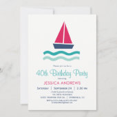 Nautical Sailboat Anniversaire Fête Invitation (Devant)