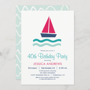 Nautical Sailboat Anniversaire Fête Invitation