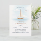Nautical Sailboat Anniversaire Invitation pour enf (Debout devant)