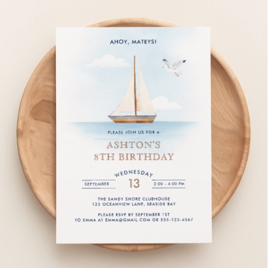 Nautical Sailboat Anniversaire Invitation pour enf