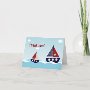 Nautical Sailboat Baby Boy Baby shower Dank u wel Bedankkaart