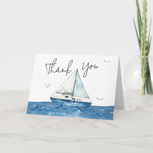 Nautical Sailboat Baby shower Bedankkaart (Voorkant)