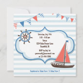 Nautical Sailboat Baby Shower Invitations pour gar (Dos)