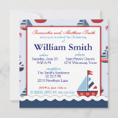 Nautical Sailboat Baptisme Kaart (Achterkant)