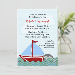 Nautical Sailboat Birthday Party Kaart