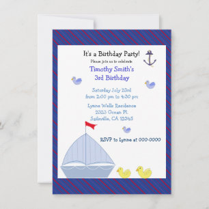 Nautical Sailboat Boy Anniversaire Invitation