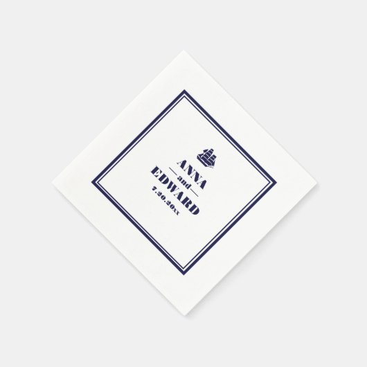 Nautical Sailboat Bride and Groom Paper Napkin Servet (Hoek)