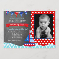Nautical Sailboat Chalkboard Birthday Uitnodiging