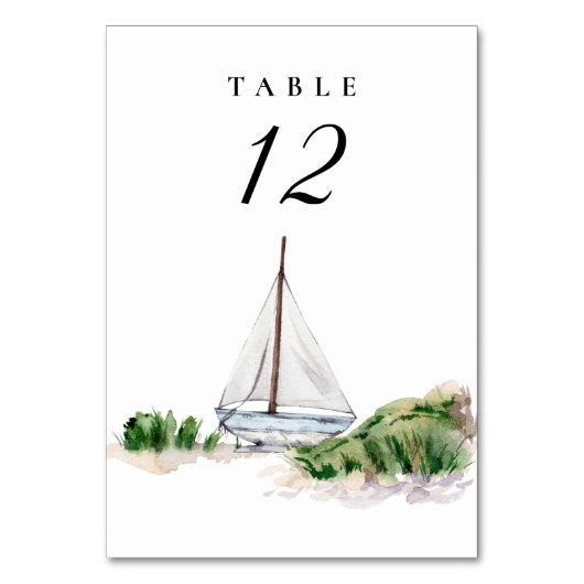 Nautical Sailboat Mariage Numéro de table (Dos)