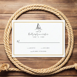 Nautical Sailboat Minimal Wedding RSVP Kaartje