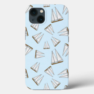 Nautical Sailboat Sailing Adventure Light Blue iPhone 13 Hoesje