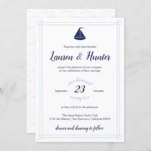 Nautical Sailboat Wedding Invitation Kaart