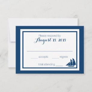 Nautical Sailboat Wedding RSVP Kaartje