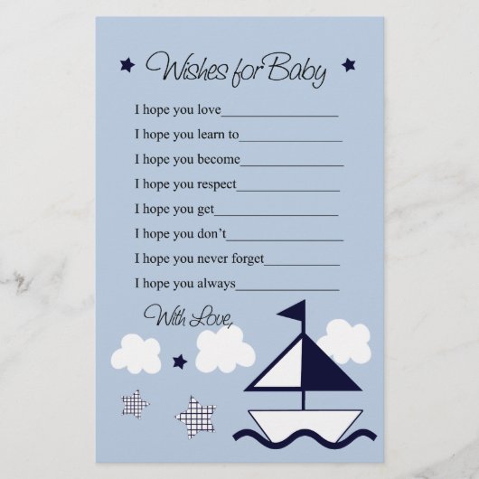 Nautical Sailboat Wishes for Baby Letter (Voorkant)