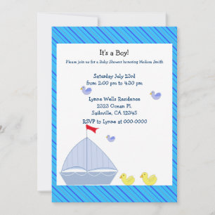 Nautical Sailboot Baby Boy Shower Uitnodiging