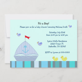 Nautical Sailboot Baby Boy Shower Uitnodiging