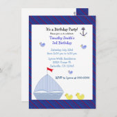 Nautical Sailboot Boy Birthday Uitnodiging (Voorkant / Achterkant)