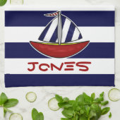 Nautical Sailboot Kitchen Towel Theedoek (Gevouwen)