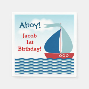 Nautical Sailboot on Water Boy Birthday Servetten