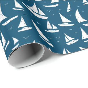 Nautical Sailing Boats Blue White Cadeaupapier