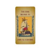 Nautical Sailing Ship Custom Bookplate Etiket (Voorkant)