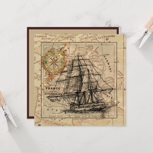 Nautical Sailing Ship Navigation Map (Voorkant / Achterkant in situ)