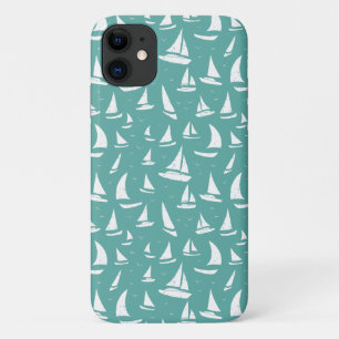 Nautical Sailing Ships Blue White Maritime Print iPhone 11 Hoesje