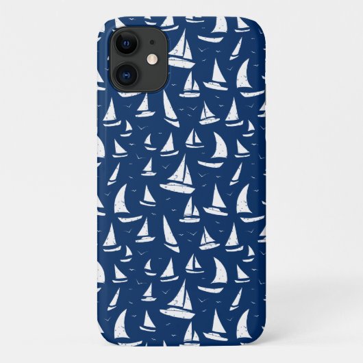 Nautical Sailing Ships Blue White Maritime Print Case-Mate iPhone Case (Achterkant)